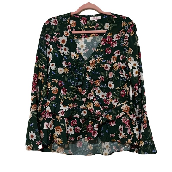 ✨Parker✨ NWOT Floral Blouse Ruffled Collar Bell/Flare Sleeves Size Small Summer - Picture 1 of 10